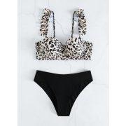 Leopárdmintás bikini fekete alsóval