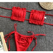 Pánt nélküli piros bikini 