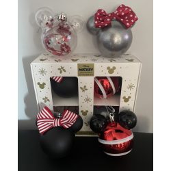 Mickey & Minnie Mouse 4 db-os karácsonyfadísz szett